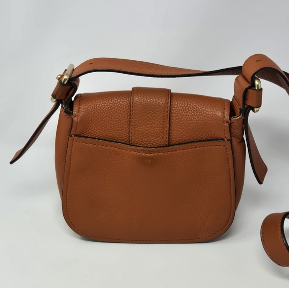 MICHAEL KORS MAXINE LEATHER SADDLE BAG CROSSBODY PURSE BURNT ORANGE WOMEN *FLAW* - Picture 10 of 15